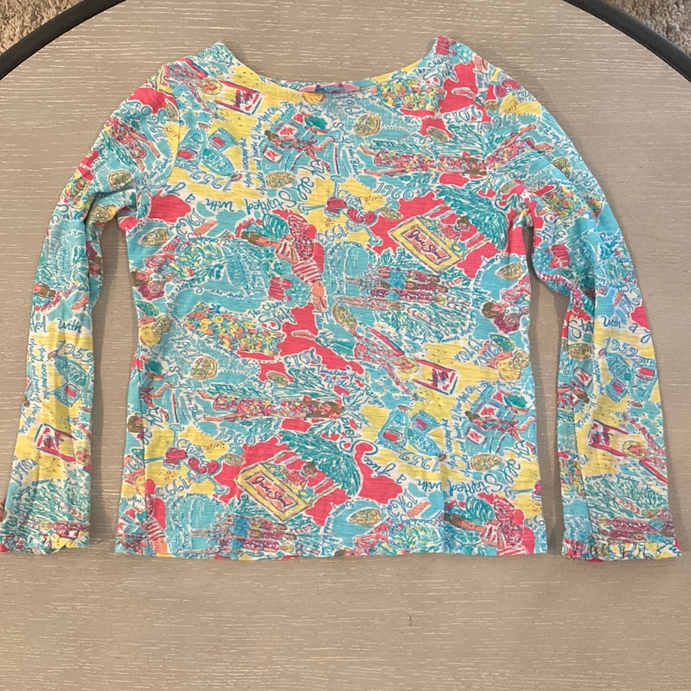 Lilly Pulitzer In The Beginning Long Sleeve Shirt Girls L 8-10